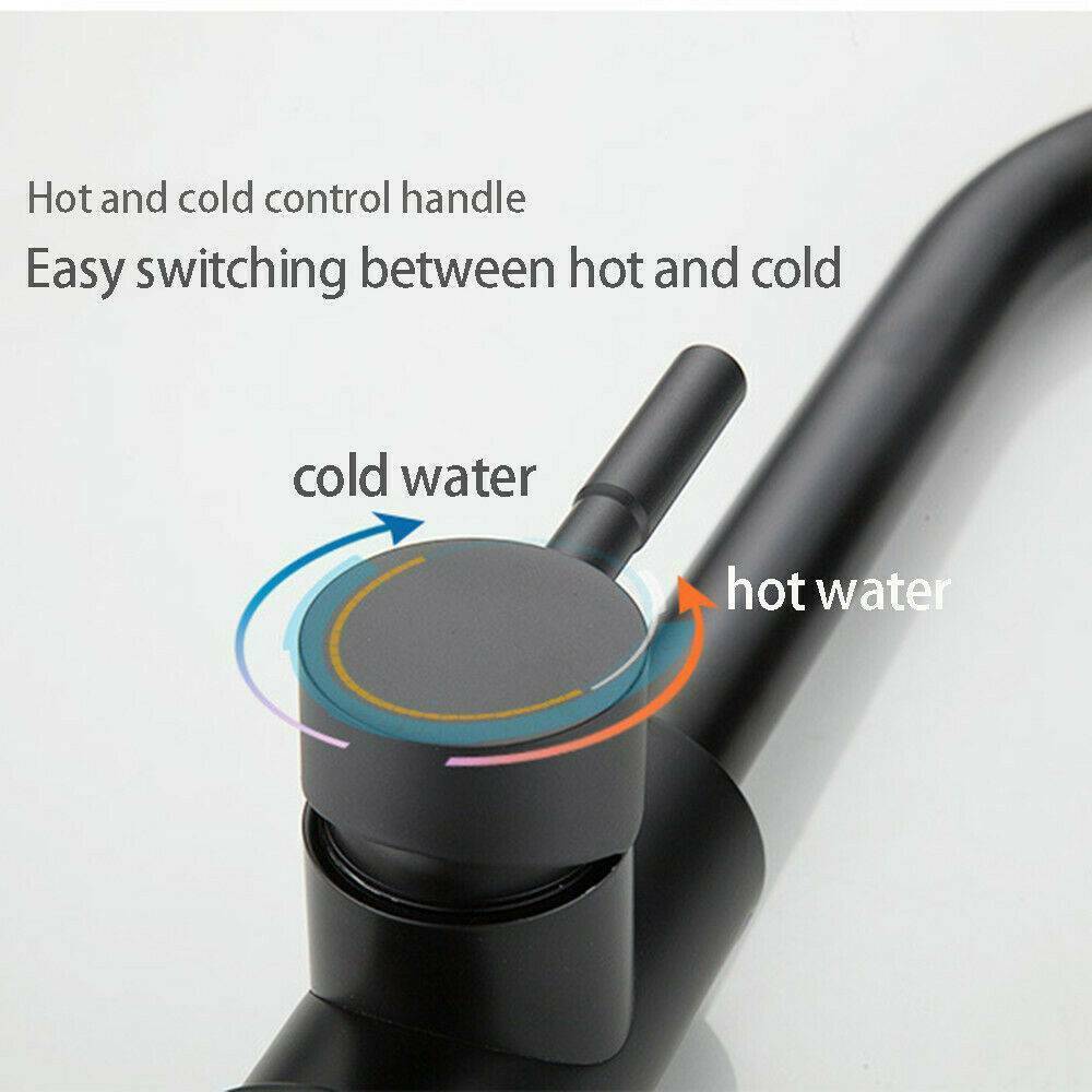 Modern Kitchen Sink Mixer Taps Single Lever Swivel Spout Black Mono Tap Faucet