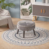 Round Footstool Ottoman Velvet Stool Padded Seat Footstool Wooden Legs Furniture