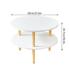 2 Tier Modern Round Coffee Table Side Table End Table with Solid Wood Legs White