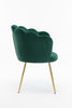 Green Velvet Scallop Shell Chair Wing Back Armchair Occasional Sofa Gold Legs