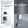 Concealed Thermostatic Shower Mixer Square Chrome Bathroom Twin Head Valve Set