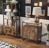 Small Glass Cabinet Industrial Storage Cupboard Display Vintage Unit Door Shelf