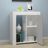 Modern Grey & White Cabinet Cupboard High Gloss 1 Door Glass Shelves LED Light