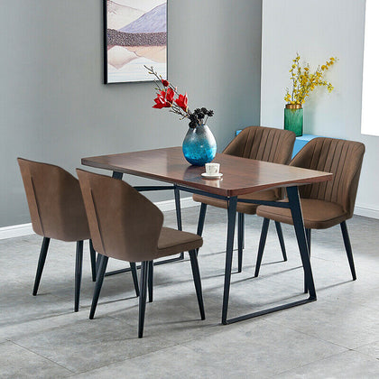 2X Brown Faux Leather PU Dining Chairs Dining Room Cafe Kitchen Chairs Furniture