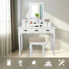 Dressing Table Makeup Desk Stool LED Mirror Vanity Set 7 Drawers Organizer White
