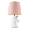 White Ceramic Unicorn Base Table Lamp Pink Cotton Shade LED Light Bulb Lighting