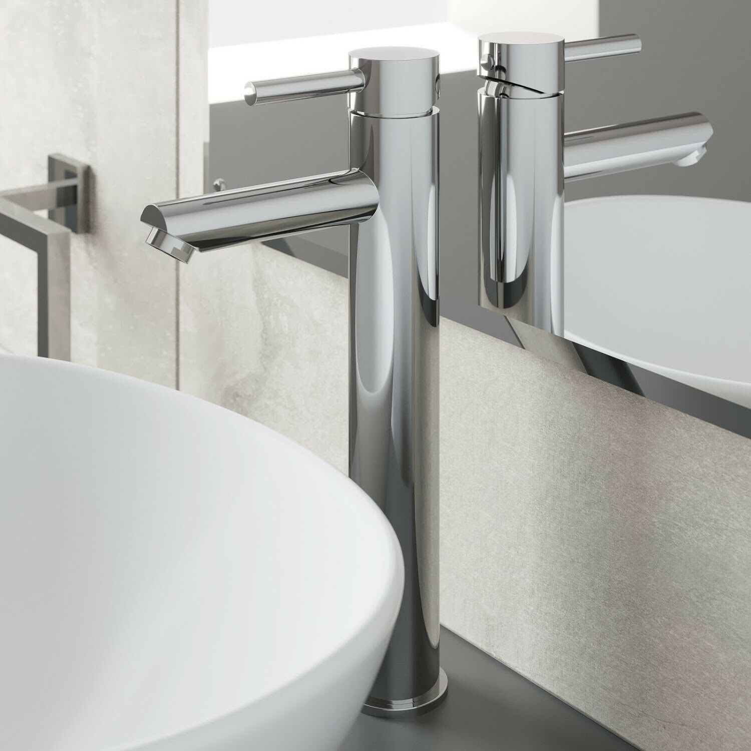 Modern Chrome Bathroom Sink Twin Taps Bath Filler Shower Mixer Basin Mini Mixer