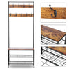 Coat Stand Hallway Shoe Rack Hanger Shelf Footwear Storage Vintage Wooden Black