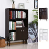 Bookcase Storage Cabinet Shelves Unit Free Standing w/ Two Doors Wooden