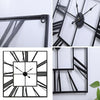 EXTRA LARGE METAL SKELETON OUTDOOR WALL CLOCK ROMAN NUMERALS GIANT SQUARE 60CM