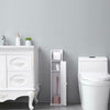 Narrow Bathroom Cabinet Toilet Paper Towel Storage Shelf with Paper Roll White