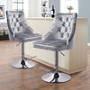 Fabric Bar Stool Gas Lift Swivel Breakfast Kitchen Pub Chair Studded Button Back