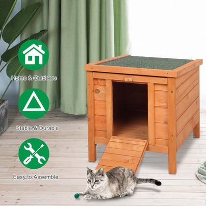 Dog Kennel Wooden Pet House Outdoor Waterproof Hutch Rabbits Ferrets Guinea Pigs