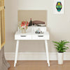 Modern 2 Drawers Dressing Table w/Rectangle Mirror Makeup Dresser Desk White UK