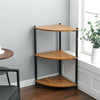 3 Tier Corner Shelving Unit Wooden Storage Rack Organizer Shelf Stand Steel Legs