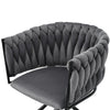 Rotatable Velvet Dining Chair with Metal Legs Kitchen Chair Swivel Modern Grey