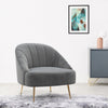 Single Seat Upholstered Bucket Back Armchair Accent Tub Oyster Velvet Sofa Chair