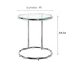Small Coffee Table Round Tempered Glass Sofa Side End Table C-Shape Chrome Stand