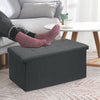 Large Grey Linen Folding Storage Ottoman Pouffe Seat Foot Stool Storage Box Size