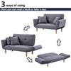Recliner Sleeper Small Sofa Bed Compact Loveseat Couch with Wood Legs Light Grey