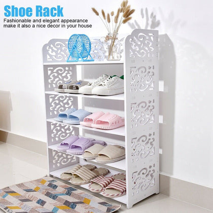 5 Tiers 12 Shoe Rack Storage Shelf Display Stand Organiser Unit Cabinet White UK