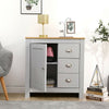 White/Grey+Oak 3 Drawer 1 Door Sideboard Home Wood Storage Cupboards Unit