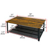 40'' Wood Coffee Table w/Storage Shelf Rustic Rectangular Table for Living Room