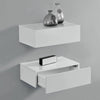 Bedside Table Floating Nightstand Wall-Mounted Shelf with Drawer White Wooden