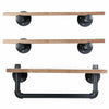 Set of 3 Floating Shelves Wall Mounted Wooden & Metal Storage Rack Display Decor