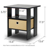 Furinno Andrey End Table Nightstand with Bin Drawer, Espresso/Brown, 11157EX/BR