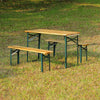 Pine Wood Dining Table and 2 Bench Set Bistro Beer Table & Chairs Outdoor Garden