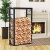 100cm Metal Firewood Log Holder Rack Elevated Design, Base Side Rails