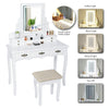 Dressing Table Makeup Desk LED Mirror Vanity Set 7 Drawers Organizer Stool White
