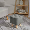 Luxury Padded Wooden Footstool Ottoman Square/Round Pouffe Stool Wood 4 Legs UK