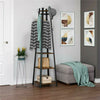 Industrial Hall Tree Hat and Coat Stand Hallway Wooden Shoe Rack Bench & Hooks