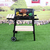 Black Barbecue Steel Charcoal Grill Rectangular BBQ Outdoor Patio Garden Wheels