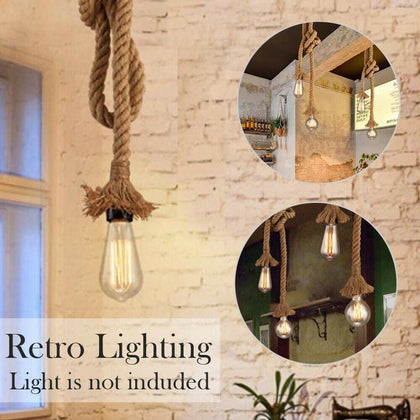 1M Ceiling Light Hanging Lamp Retro Vintage Rustic Hemp Rope Pendant Lights