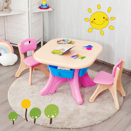 Kids Table Chair Set Children Toddler Study Painting Desk Home School W/ Drawers