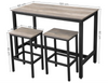 Rustic Grey Bar Table Industrial Kitchen Breakfast Tall Vintage Dining 2 Stools
