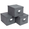 Set of 3 Foldable Collapsible Fabric Storage Basket Organiser Cubes With Lids