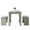 Dining Table and Bench Set Solid Dining Room Unit Kitchen Furniture Grey Home