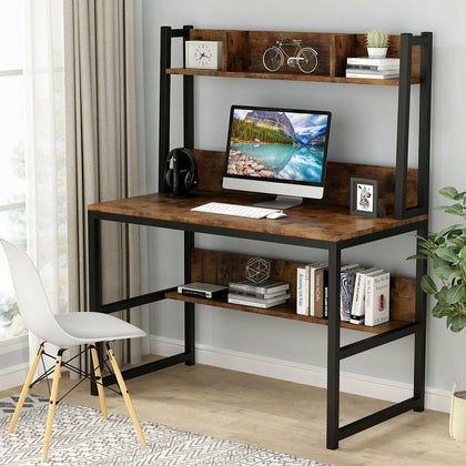 42inch Computer Working Desk with Hutch Bookshelf Laptop Study Table Workstation