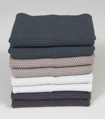 Pack of 8 Cotton Washable & Reusable Kitchen Dish Cloths Tea Towels, 27 x 27cm