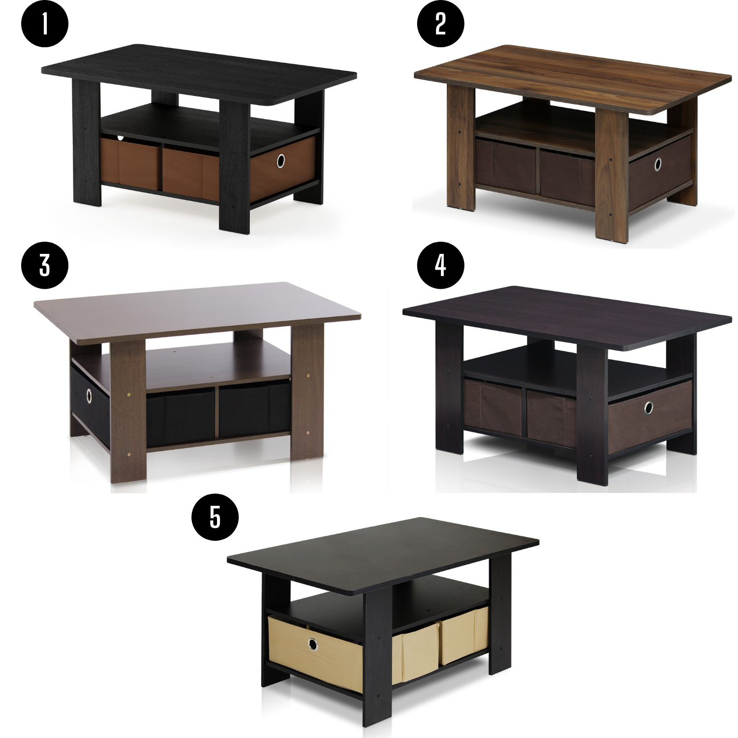 Furinno Andrey Coffee Table with Bin Drawer Living Room Furniture