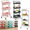 Storage Trolley Cart on Wheels Metal Shelving Buffets Rack for Kitchen Bedroom