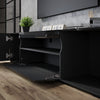 High Gloss 200cm Black TV Stand Cabinet Unit Living Room Furniture with RGB LED