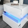 White High Gloss Bedside Table Cabinets Nightstand Chest of Drawers LED Light UK