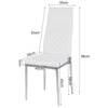 2 Modern White Faux Leather Dining Chairs Padded Seat High Back Chrome Metal Leg