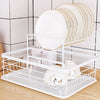 2 Tier White Plate Dish Cutlery Cup Drainer Rack Drip Tray Plates Holder Kitchen
