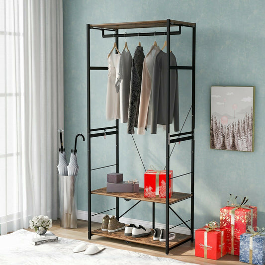 182 Large Cloth Rails Hat Coat Rack Stand Clothes Shoe Rack Hanger Hooks Shelf